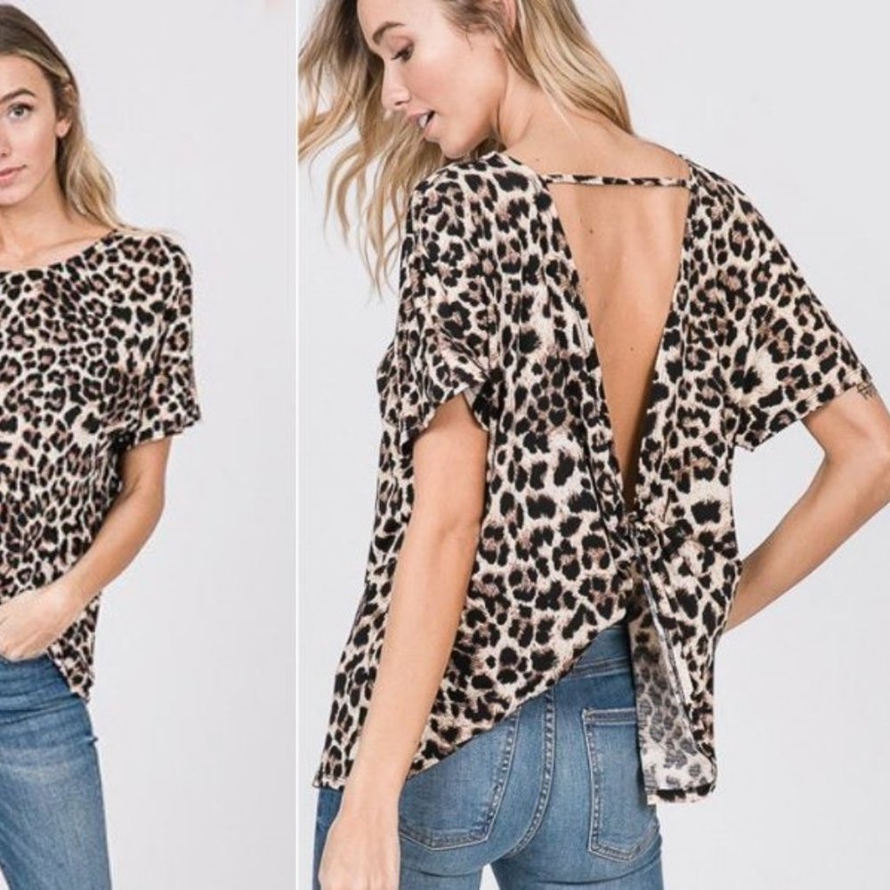Leopard Twist Back Top in XL